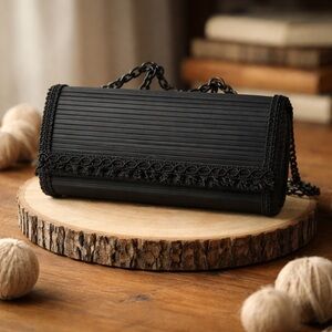 Mexico Wood Elegant Black Clutch Bag
